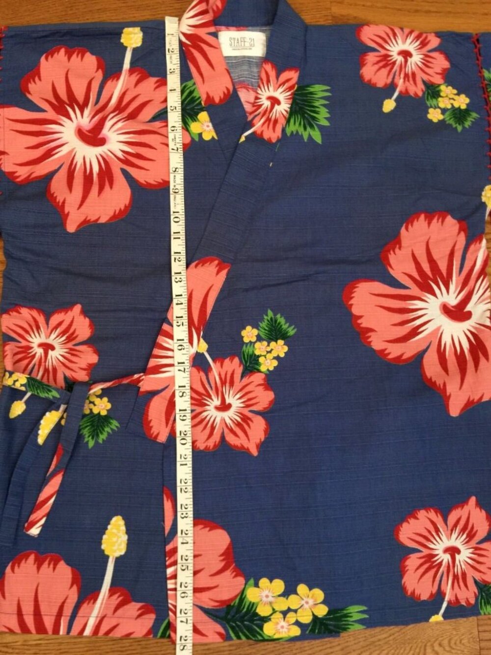 JAPANESE JINBEI KIMONO JACKET SHORTS WOMENS S M BLUE PINK FLORAL COTTON 2PC SET - Picture 14 of 16